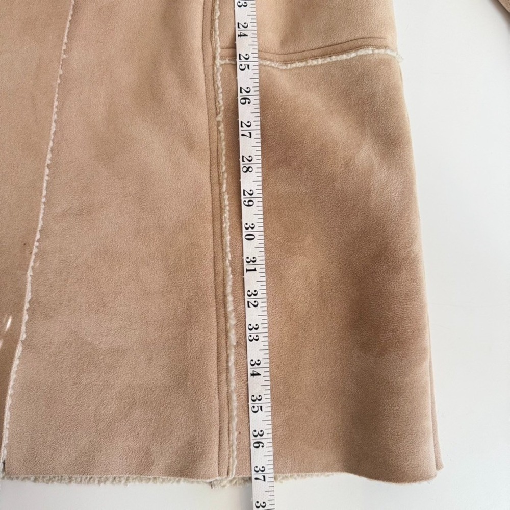 Vintage Faux Shearling Sherpa Lined Coat Womens M Beige Tan Lined Winter Jacket - Picture 11 of 12